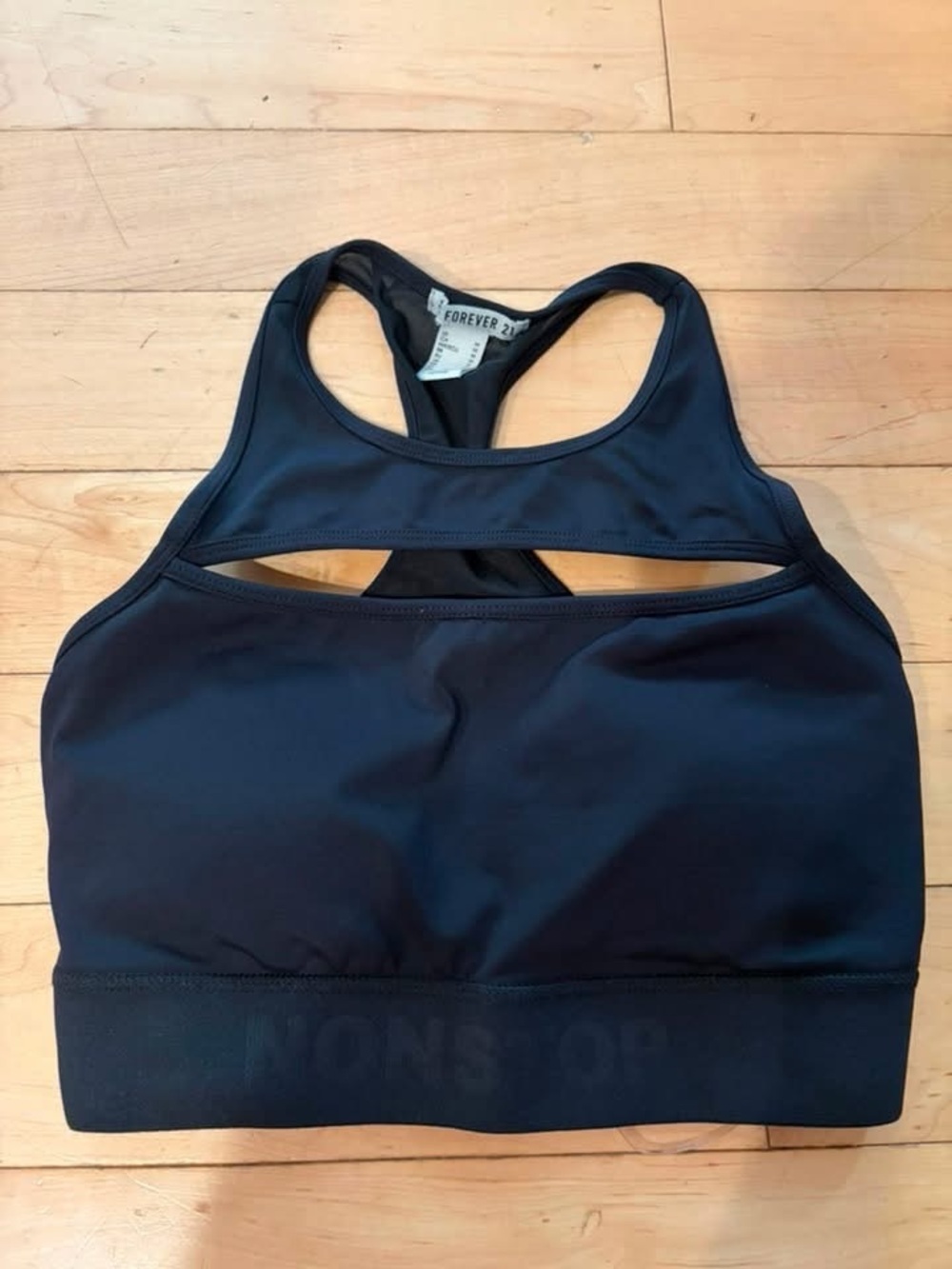 Forever 21 Black Cutout Racerback Sports Bralette